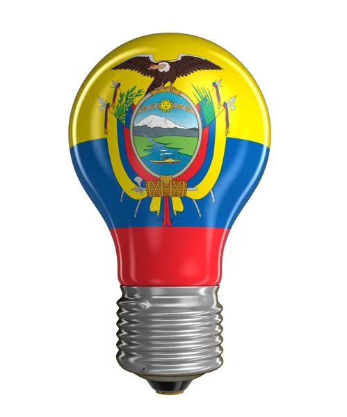 Glühbirne mit ecuadorianischer Flagge (Clipping path included) — Stockfoto