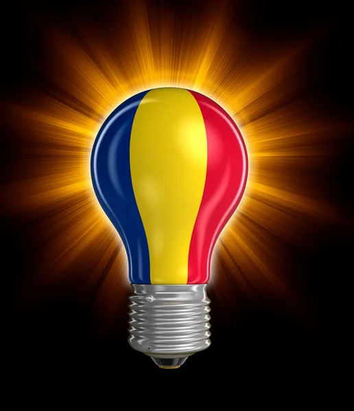 Light bulb with Romanian flag (clipping path included) — Stock Photo, Image
