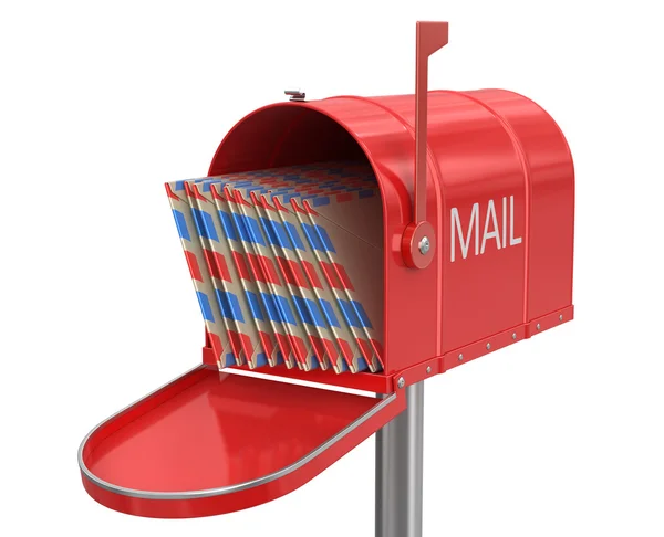 Open mailbox met brief (uitknippad opgenomen) — Stockfoto