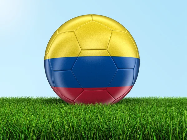 Fußball mit kolumbianischer Fahne auf dem Rasen — Stockfoto