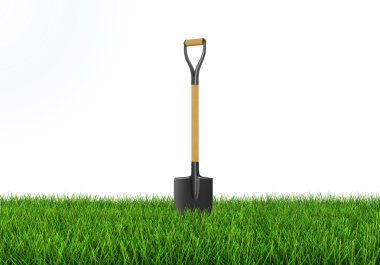 Shovel on grass (clipping path included) clipart