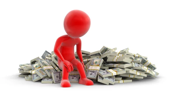 Pile of Dollars and man (clipping path included) — Stock Photo, Image