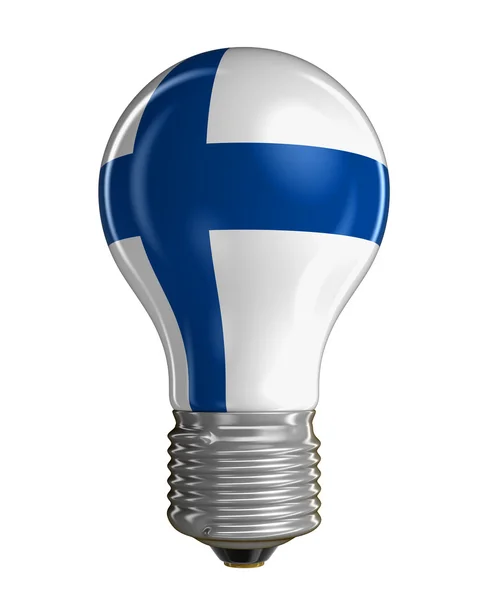 Light bulb with Finnish flag (clipping path included) — Stock Photo, Image