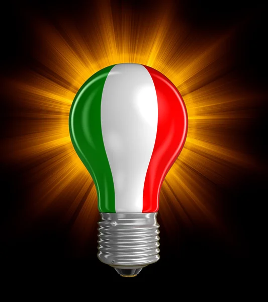 Glödlampa med italiensk flagg (urklippsbana ingår) — Stockfoto