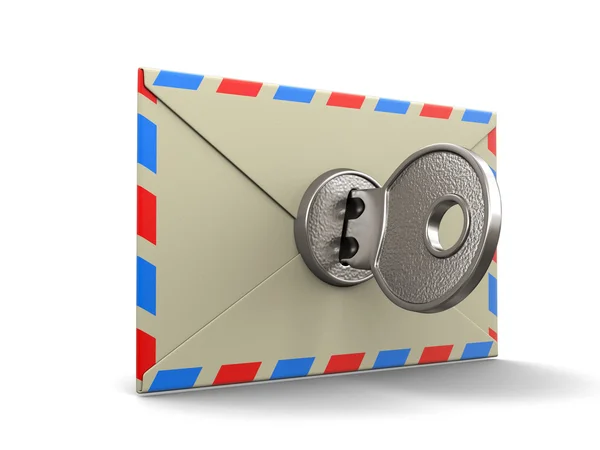 Letter and lock (clipping path included) — Stock Photo, Image