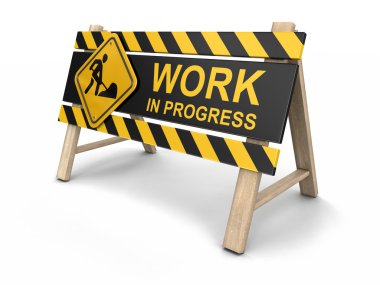 Work in progress sign. Image with clipping path clipart