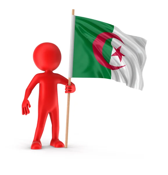 Man and Algerian flag (clipping path included) — Stock Photo, Image