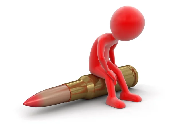 Man and Bullet. Image with clipping path. — Stock Photo, Image