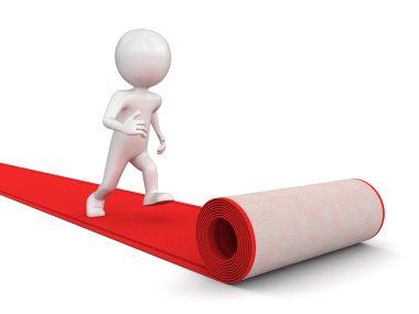 Kırmızı halı ve adam (dahil kırpma yolu)