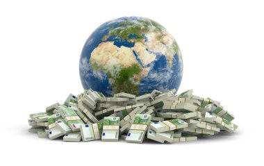 Euro ve küre yığını. Görüntü kırpma yolu ile