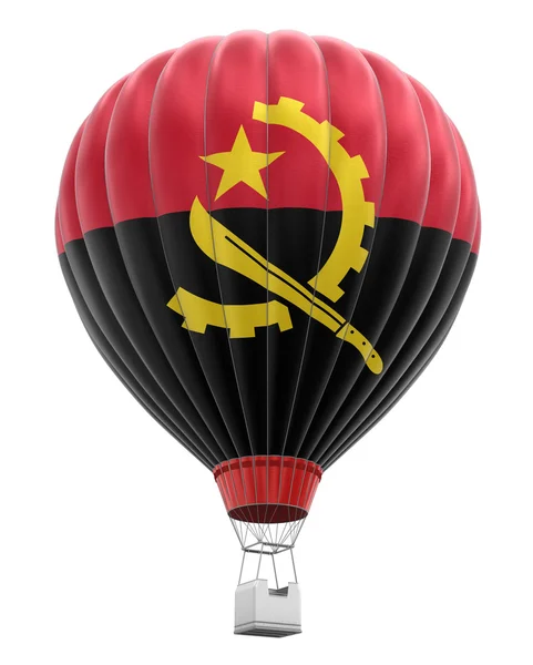Globo de aire caliente con bandera angoleña. Imagen con ruta de recorte —  Fotos de Stock
