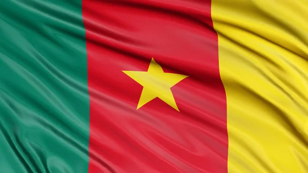Bandeira 3D de Camarões com textura de superfície de tecido — Fotografia de Stock
