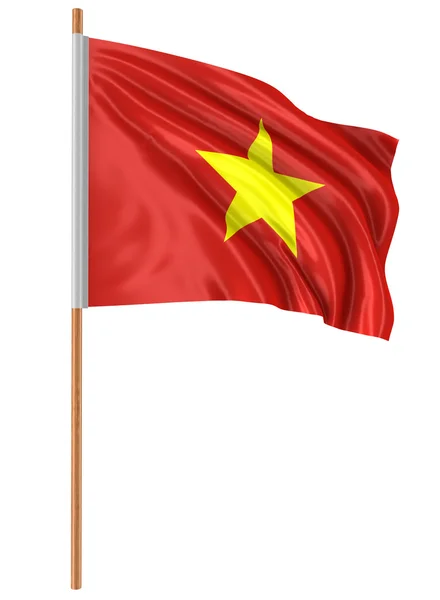 3D Vietnamese flag with fabric surface texture. White background. — Stock Photo, Image