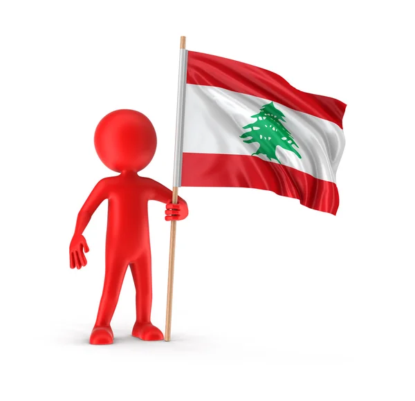 Man and Lebanon flag. Image with clipping path — Stock Photo, Image