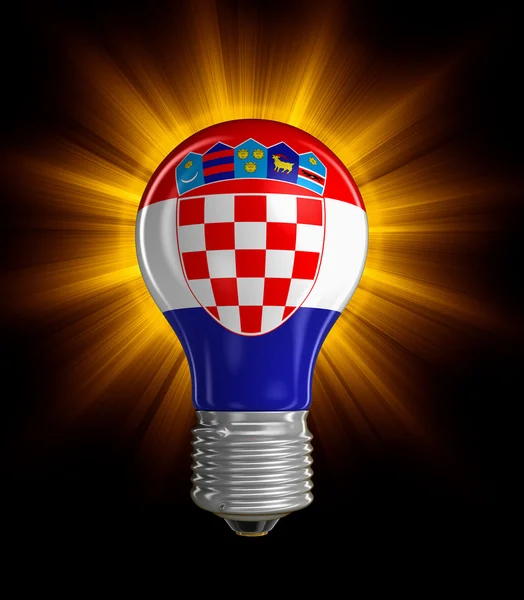 Glödlampa med kroatisk flagg. Bild med urklippsbana — Stockfoto