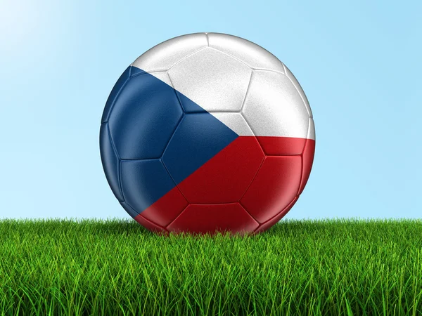 Voetbal voetbal met Tsjechische vlag. Afbeelding met uitknippad — Stockfoto