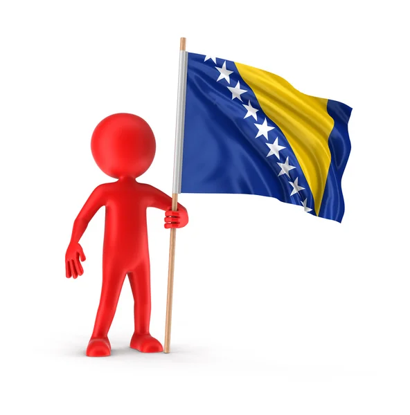 Bandeira do Homem e da Bósnia e Herzegovina. Imagem com caminho de recorte — Fotografia de Stock