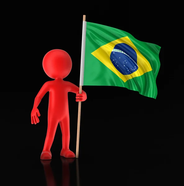 Homem e bandeira brasileira. Imagem com caminho de recorte — Fotografia de Stock