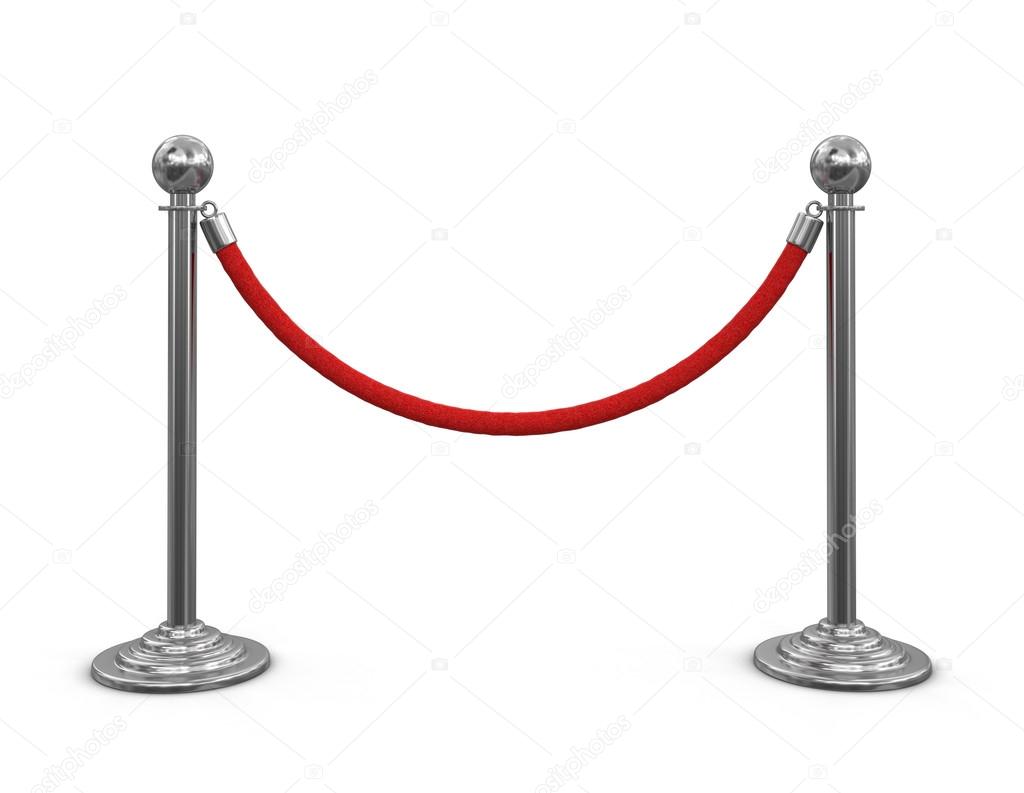 Chrome Stanchions with rope. Image with clipping path