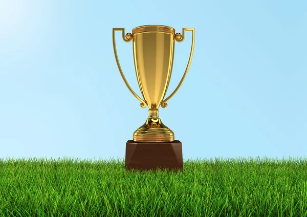 Coupe Trophée sur herbe. Image avec chemin de coupure — Photo