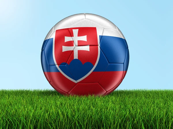 Ποδόσφαιρο Ποδόσφαιρο με Σλοβακική σημαία στο γρασίδι. Εικόνα με διαδρομή αποκοπής — Φωτογραφία Αρχείου