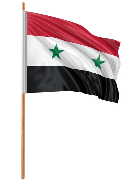 Bandeira siriana 3D com textura de superfície de tecido. Fundo branco . — Fotografia de Stock