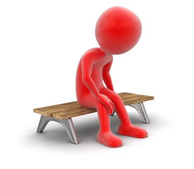 Adam bankta. Görüntü kırpma yolu ile