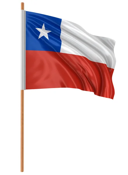 3D Chilean flag with fabric surface texture. White background. Image with clipping path — Stock Photo, Image