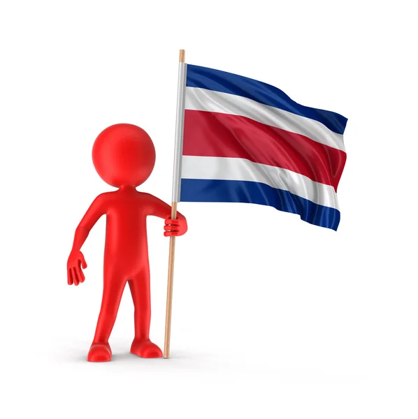 Mies ja Costa Rican lippu. Kuva leikkauspolulla — kuvapankkivalokuva