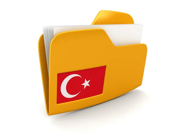 List z turecką flagą i folderu. Obraz ze ścieżką przycinającą — Zdjęcie stockowe