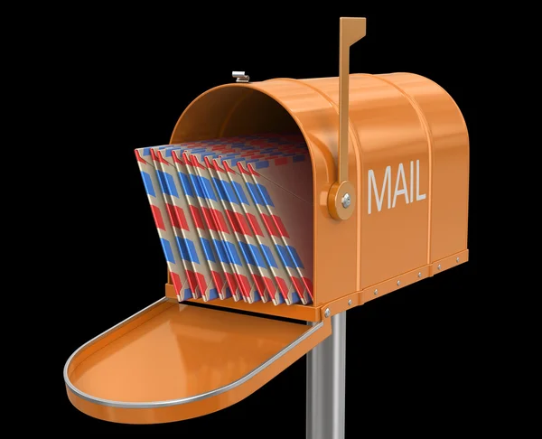 Briefkasten mit Briefen öffnen. Bild mit Ausschnittspfad — Stockfoto