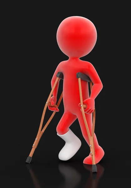 Man and Crutches (clipping path included) — Stock Photo, Image