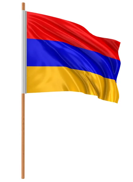 3D armeniska flagga med tyg ytstruktur. Vit bakgrund. — Stockfoto