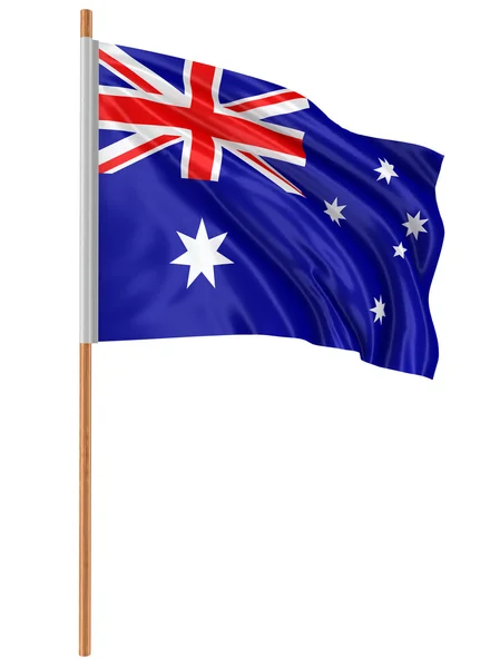 3D Australian flag with fabric surface texture. White background. Image with clipping path — Stock Photo, Image