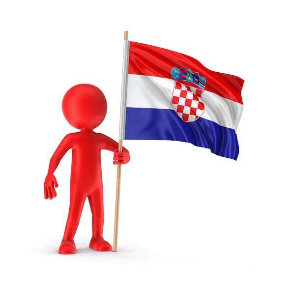 Man and Croatian flag. Image with clipping path — Stock Photo, Image