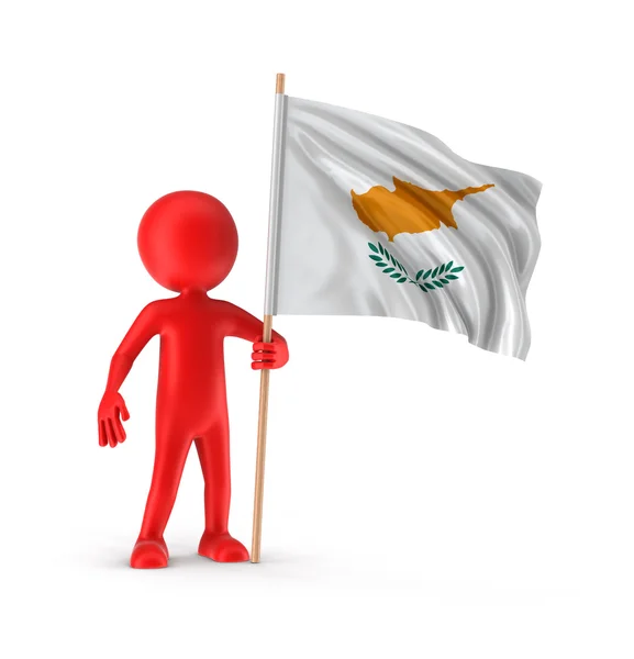 Man och Cyperns flagga. Bild med urklippsbana — Stockfoto