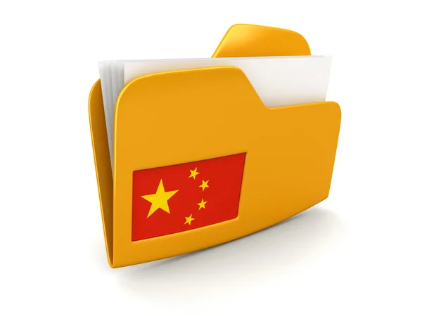 Carpeta y listas con bandera china. Imagen con ruta de recorte — Foto de Stock