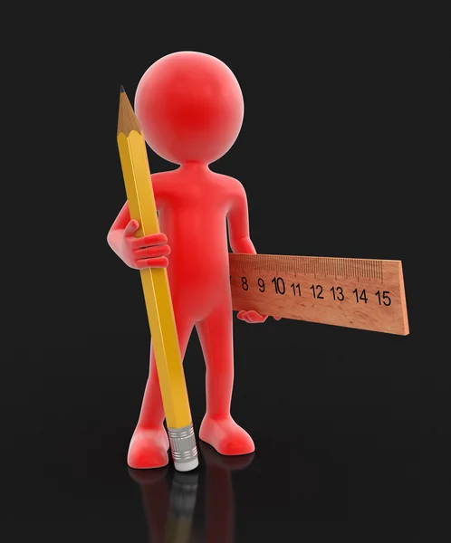 Man with pencil and ruler. Image with clipping path — Stock Photo, Image