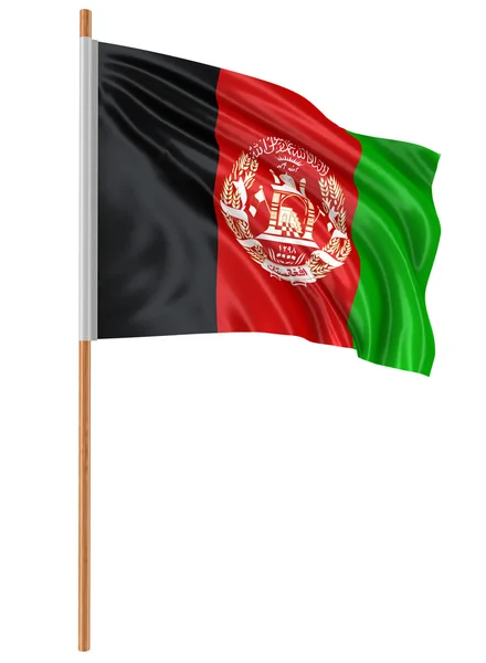 3d afghanische Flagge mit Textiloberfläche. weißer Hintergrund. — Stockfoto