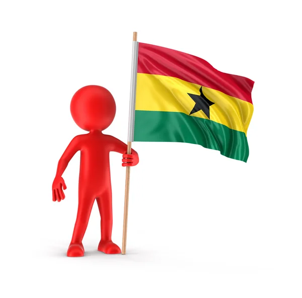 Man och Ghana flagga. Bild med urklippsbana — Stockfoto