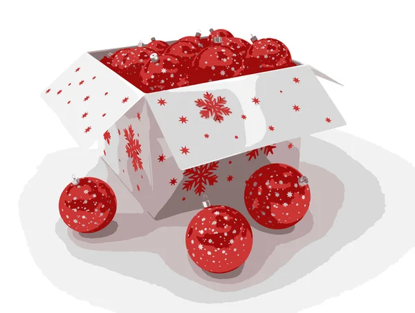 Weihnachtskugeln im Karton — Stockvektor