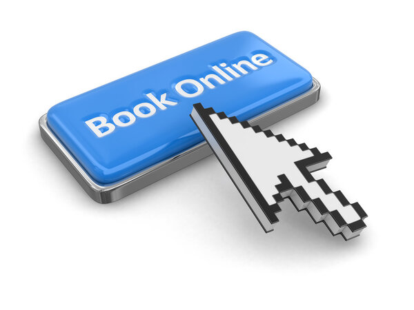 Cursor and button book on-line. Image with clipping path