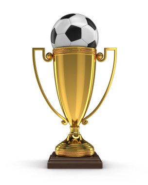 Trophy Kupası ve futbol futbol. Görüntü kırpma yolu ile