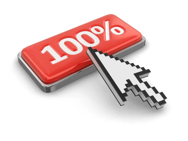 Cursor and button 100%. Image with clipping path — Stock Photo, Image