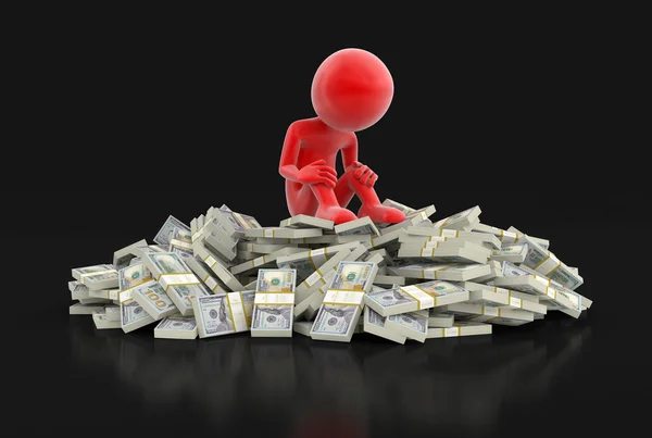 Pile of Dollars and man. Image with clipping path — Stock Photo, Image
