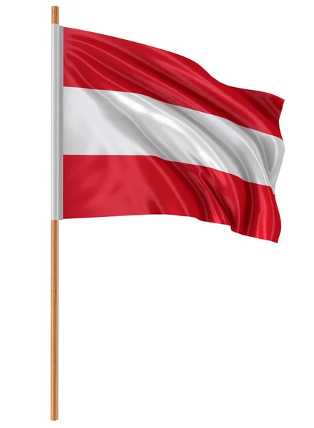 3D-Oostenrijkse vlag met stof oppervlaktetextuur. Witte achtergrond. Afbeelding met uitknippad — Stockfoto