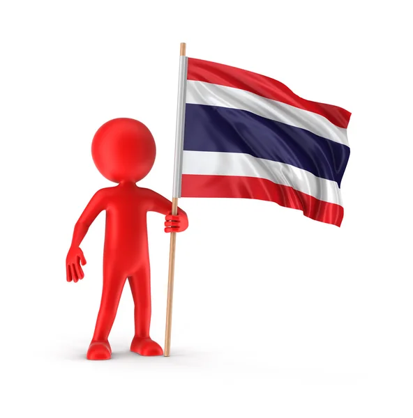 Mand og thailandsk flag. Billede med klippesti - Stock-foto