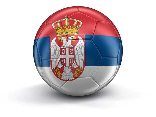 Sırp bayrağıyla futbol futbol. Görüntü kırpma yolu ile — Stok fotoğraf