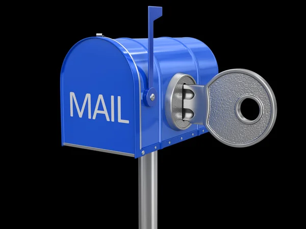 Mailbox and lock. Image with clipping path — Stock Photo, Image