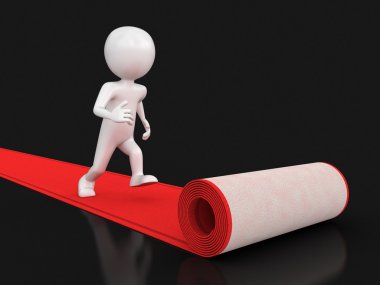 Kırmızı halı ve adam. Görüntü kırpma yolu ile